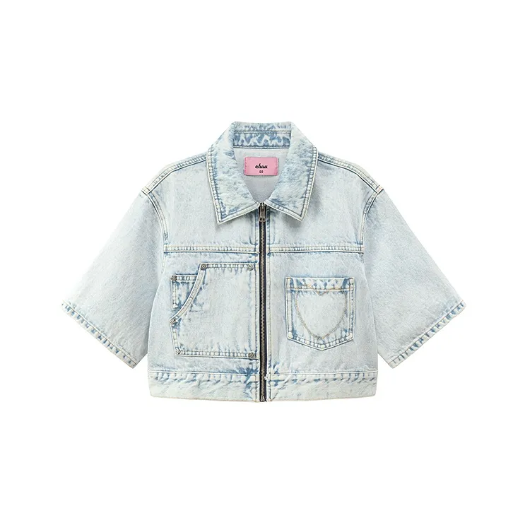 CHUU Cropped Coat Women's Light Denim Blue