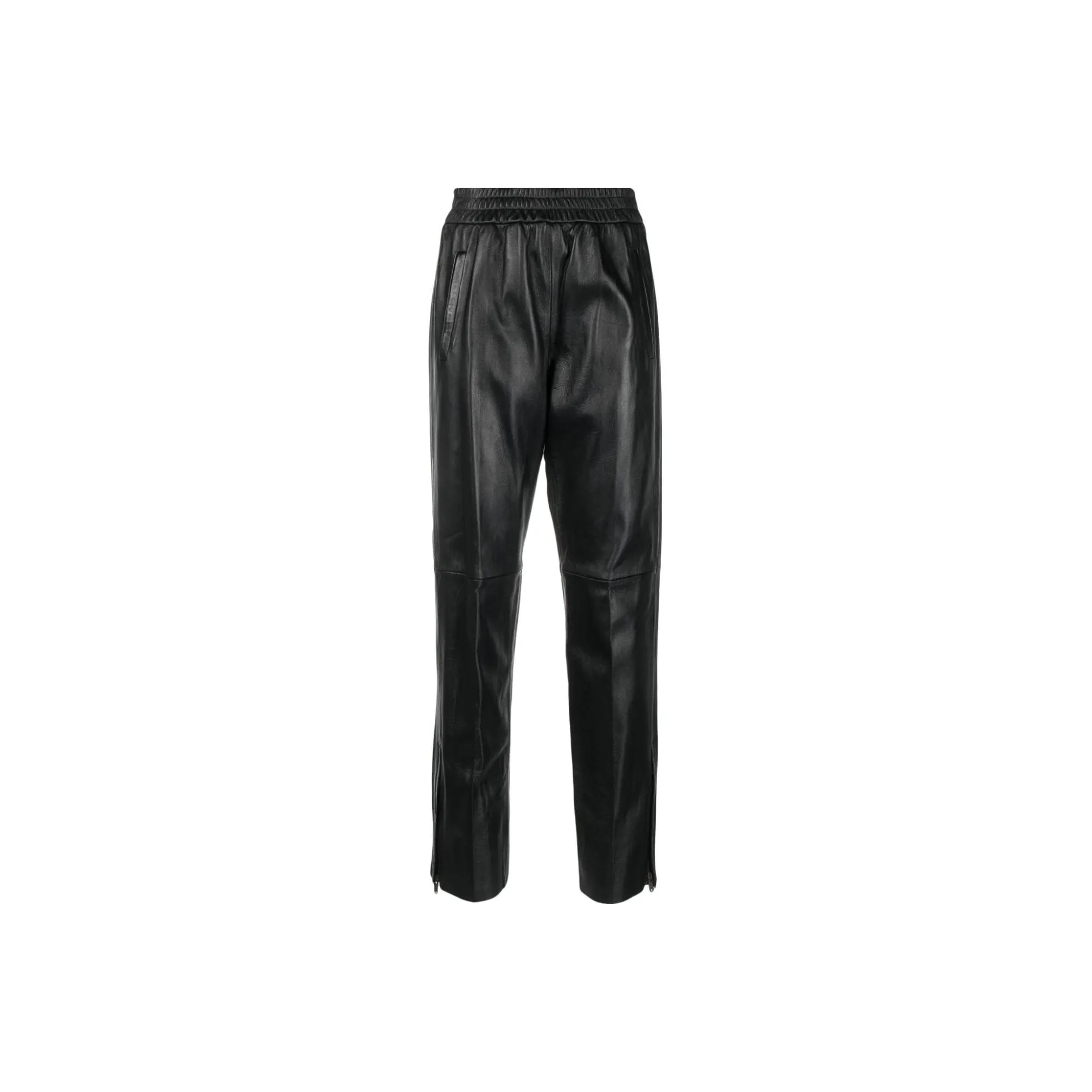 Golden Goose Leather Straight-Leg Cropped Trousers