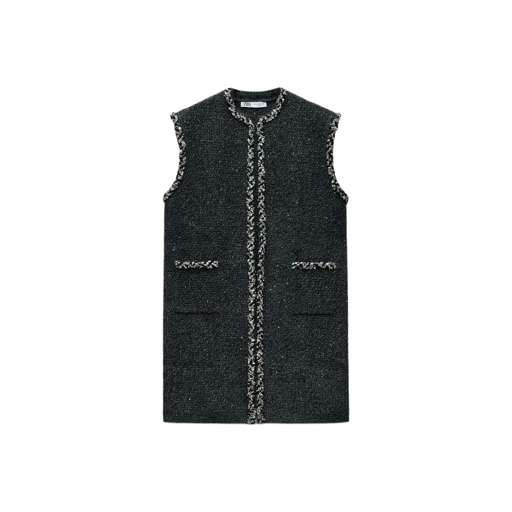 ZARA Темно-серые Женские Жилеты