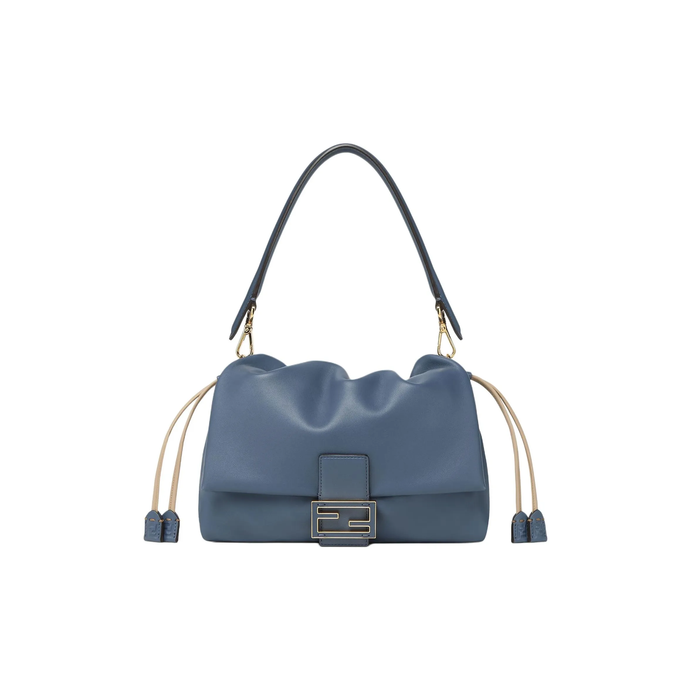 FENDI Baguette Leather Shoulder Bag Medium Size Women
s Blue