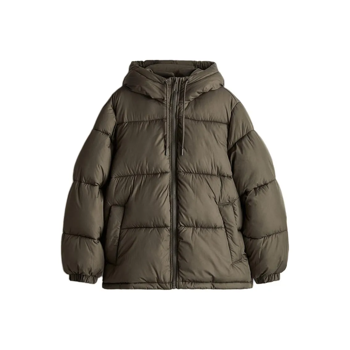 H&M Puffer Jacket Women's Dark Khaki Green
