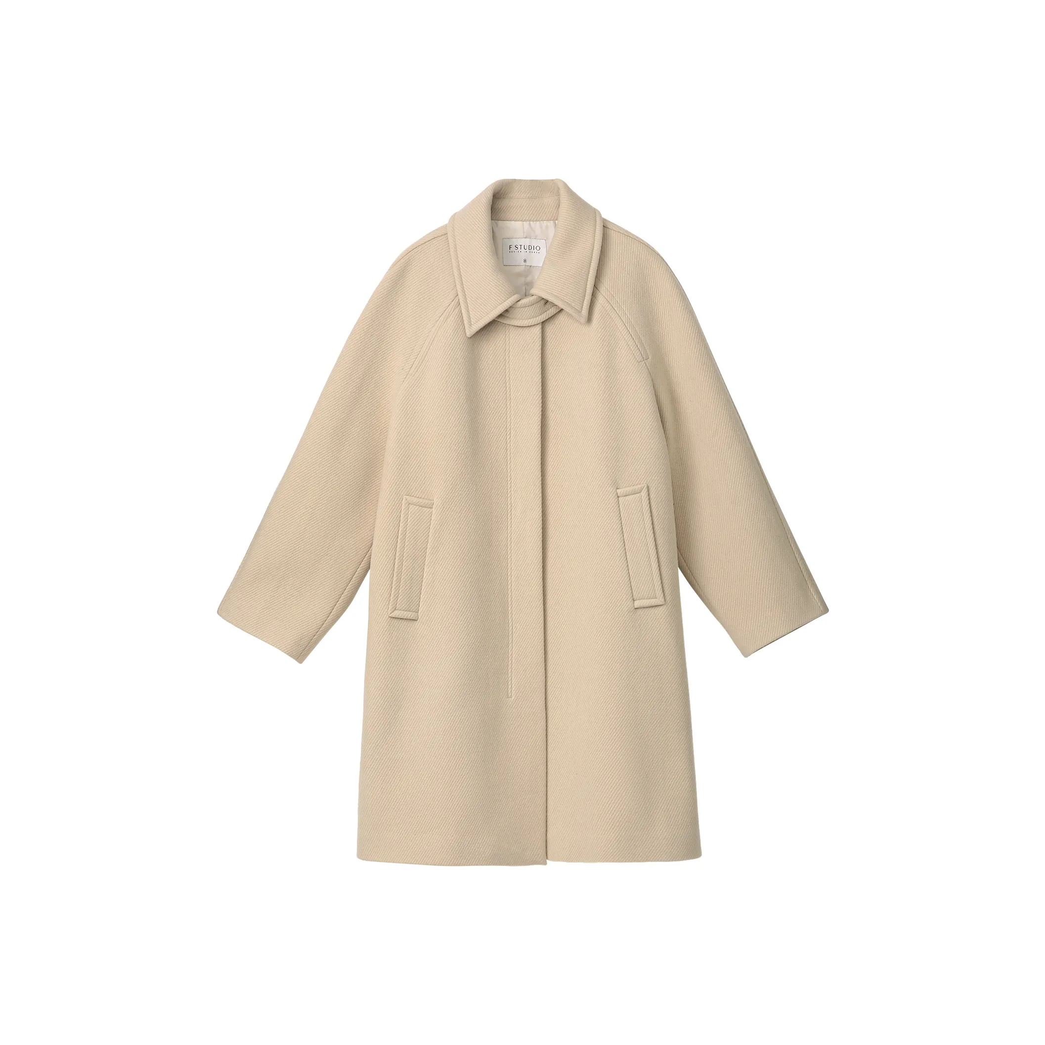 Fstudio Осенний Зимний Премиум Кашемир Длинный Пальто Женский Желтый