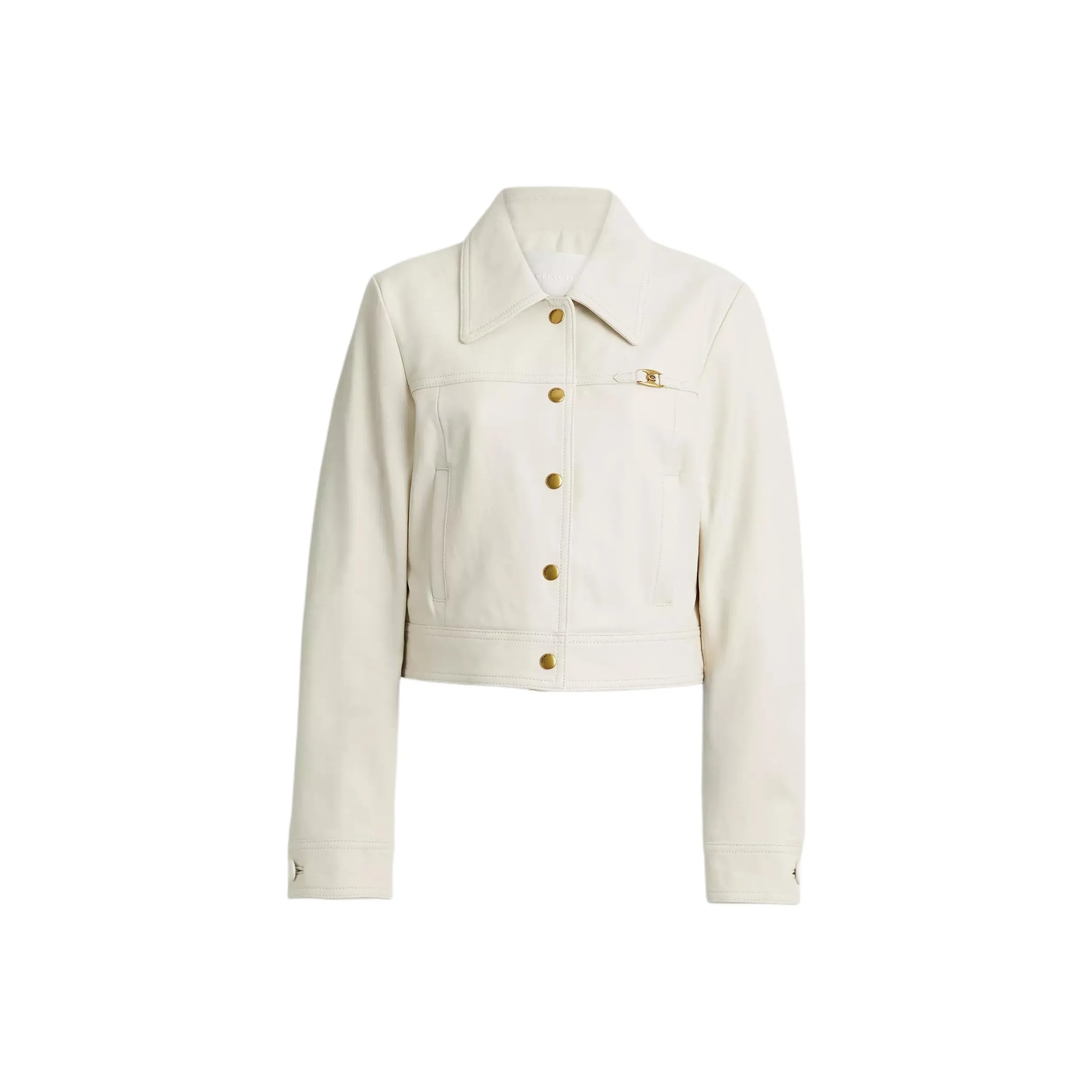 COACH Leather Jacket Women's White