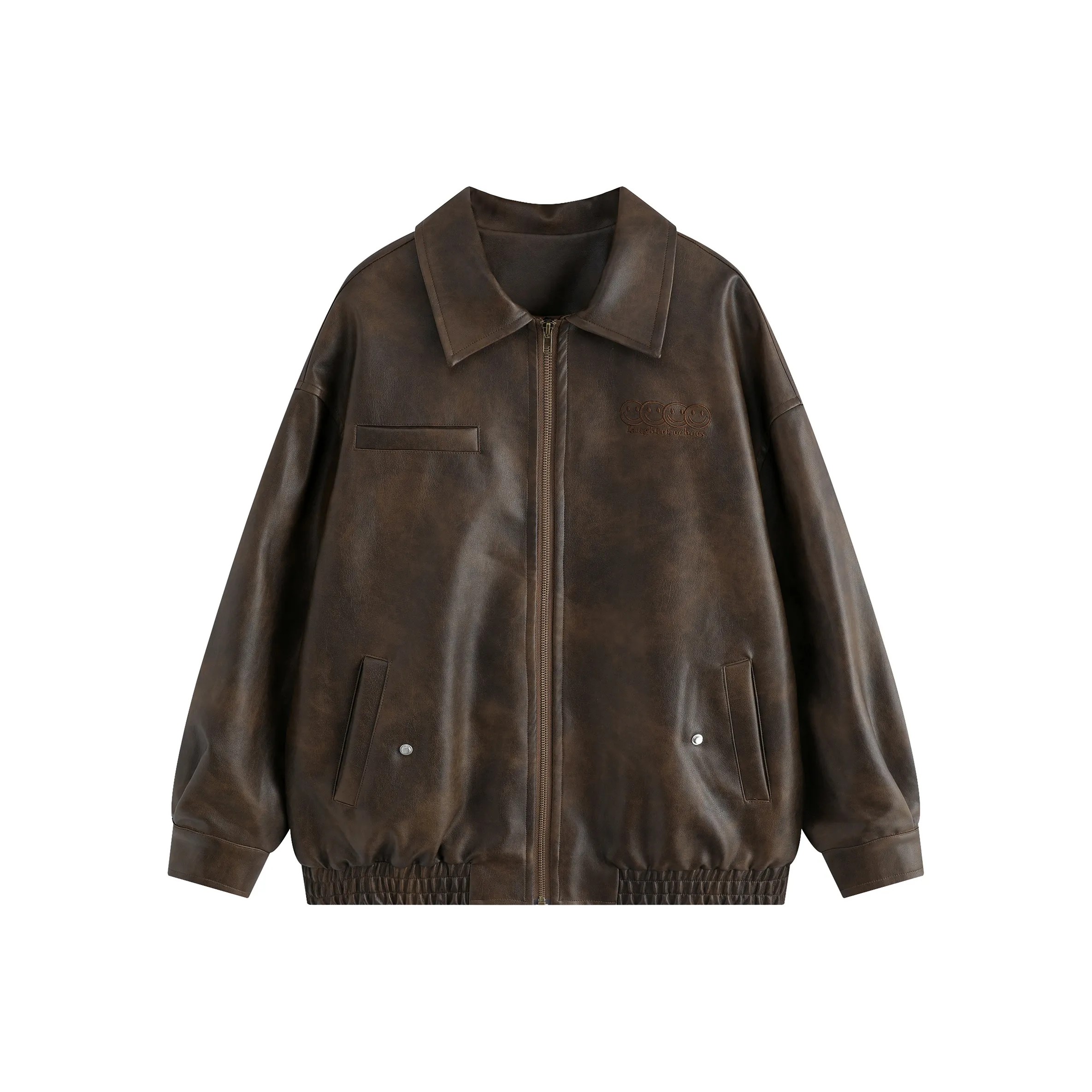 Wen Shan Leather Jacket Women's Vintage Brown