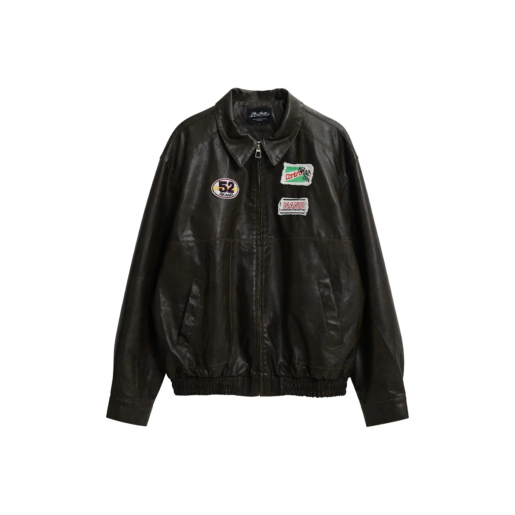 NANDCHN Leather Jacket Unisex Tea Brown