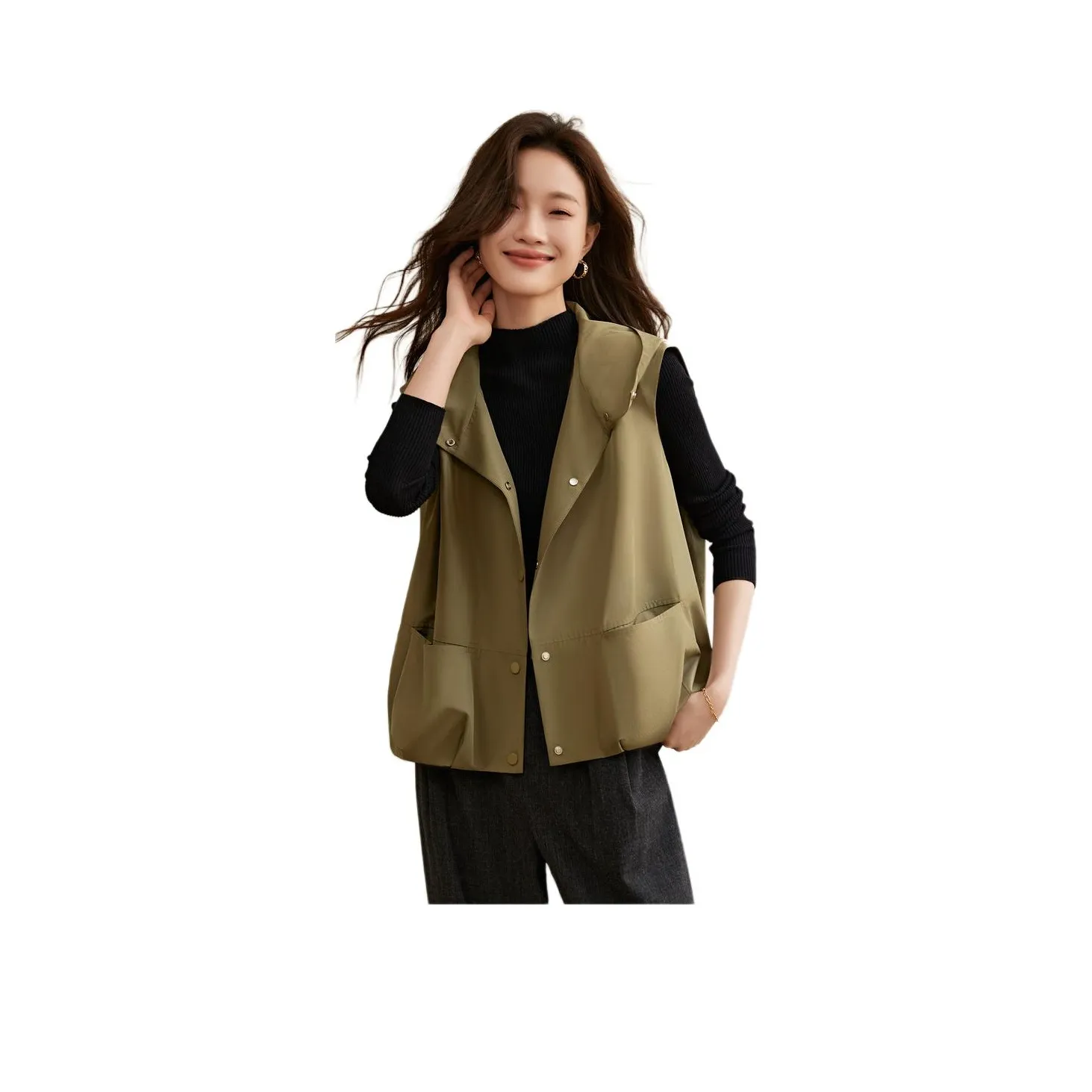 Mo Han Yi Mei Жилет Женские Зеленый