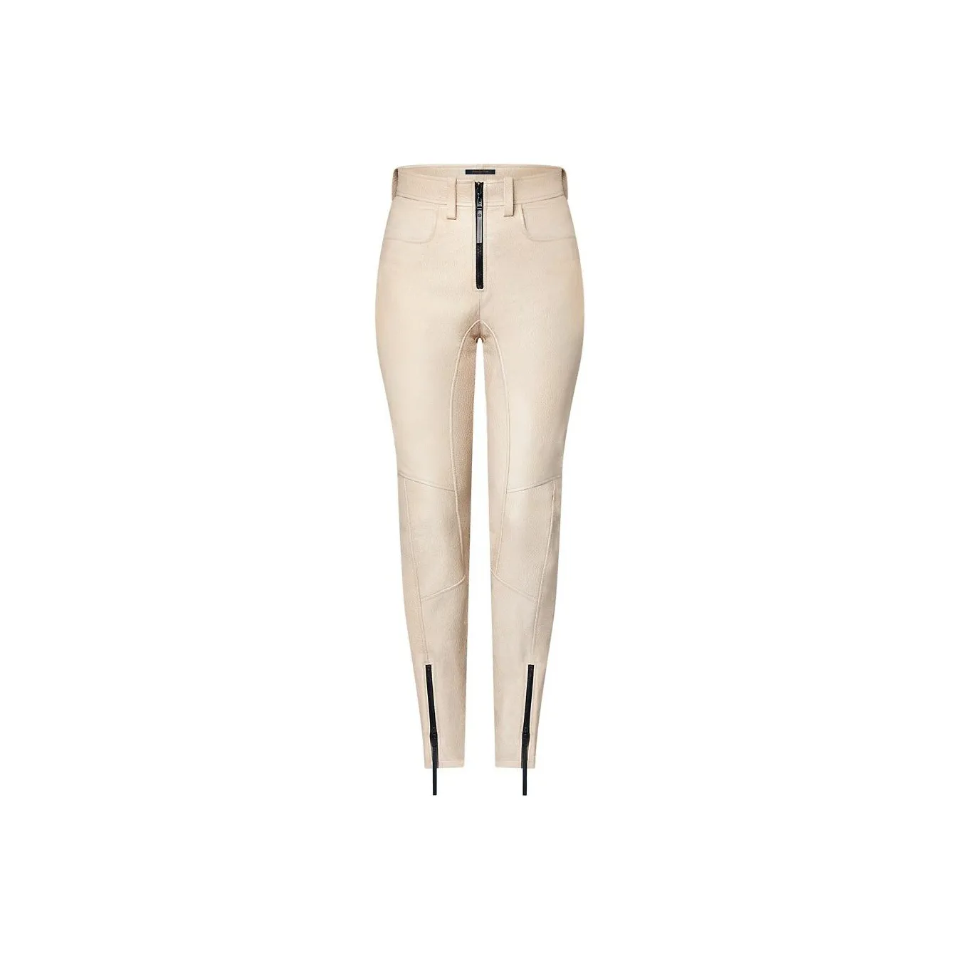 LOUIS VUITTON Zipper Accent Grained Leather Biker Pants