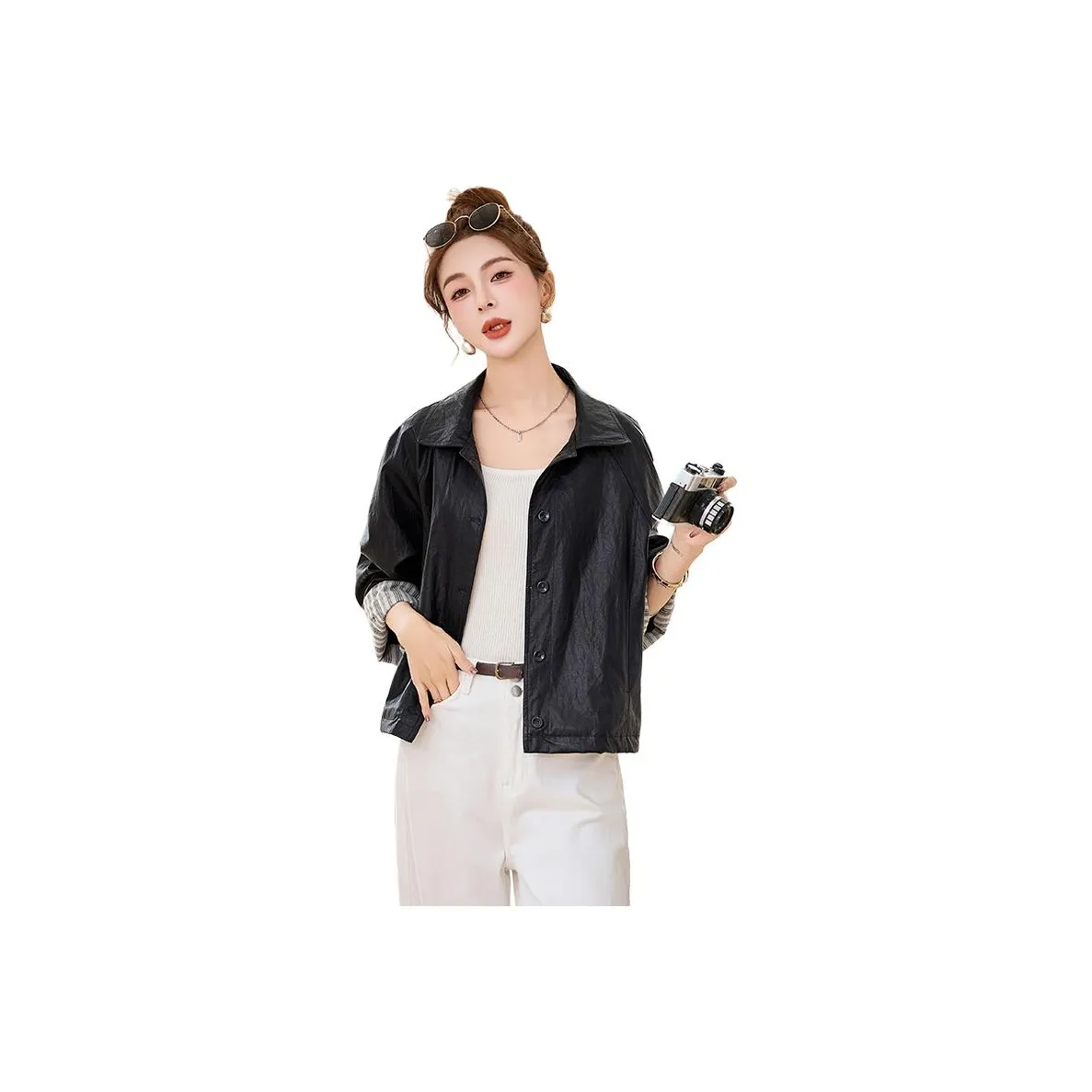 La Chapelle кожаная куртка женская черного цвета