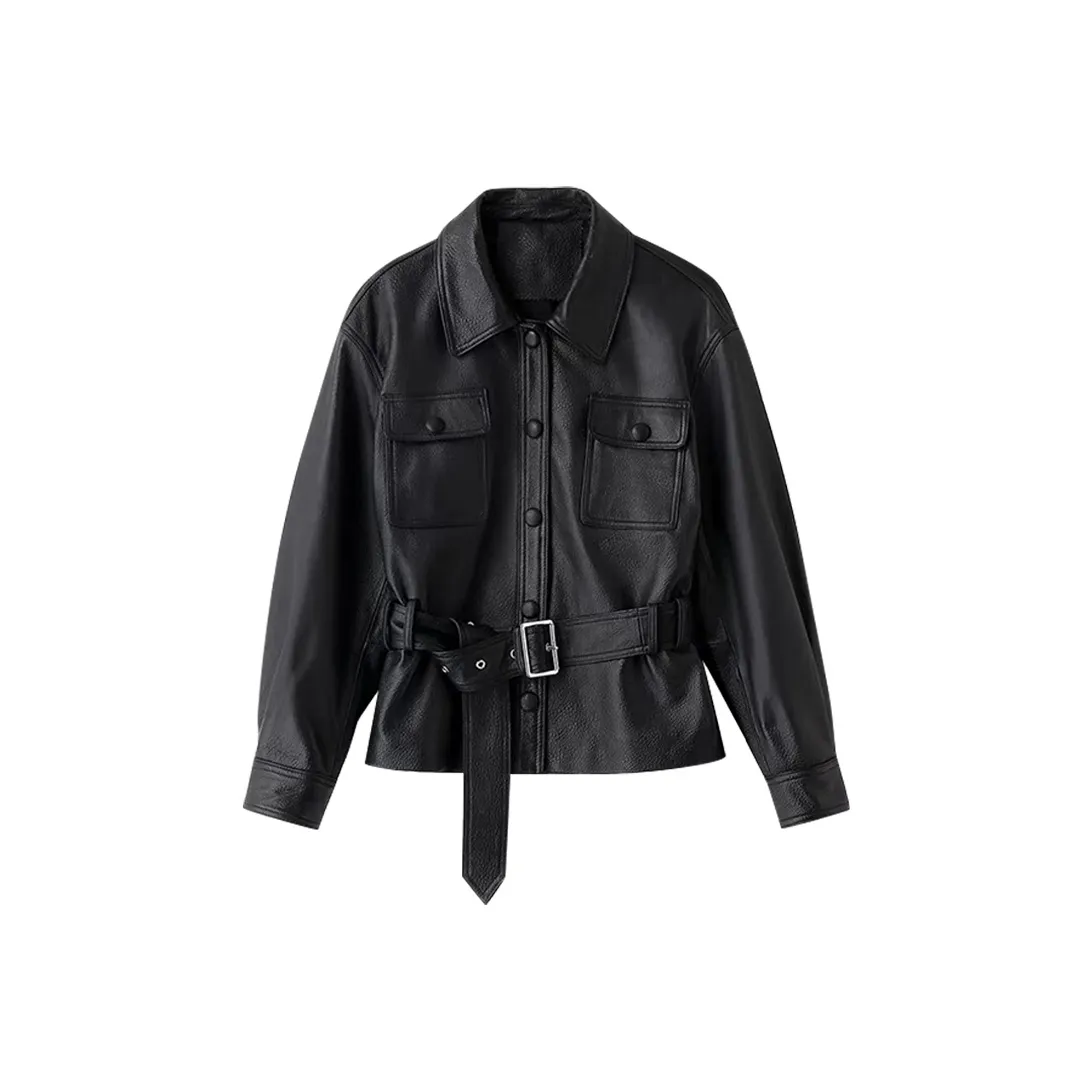 Icicofficial Кожа Куртка Женская Черная