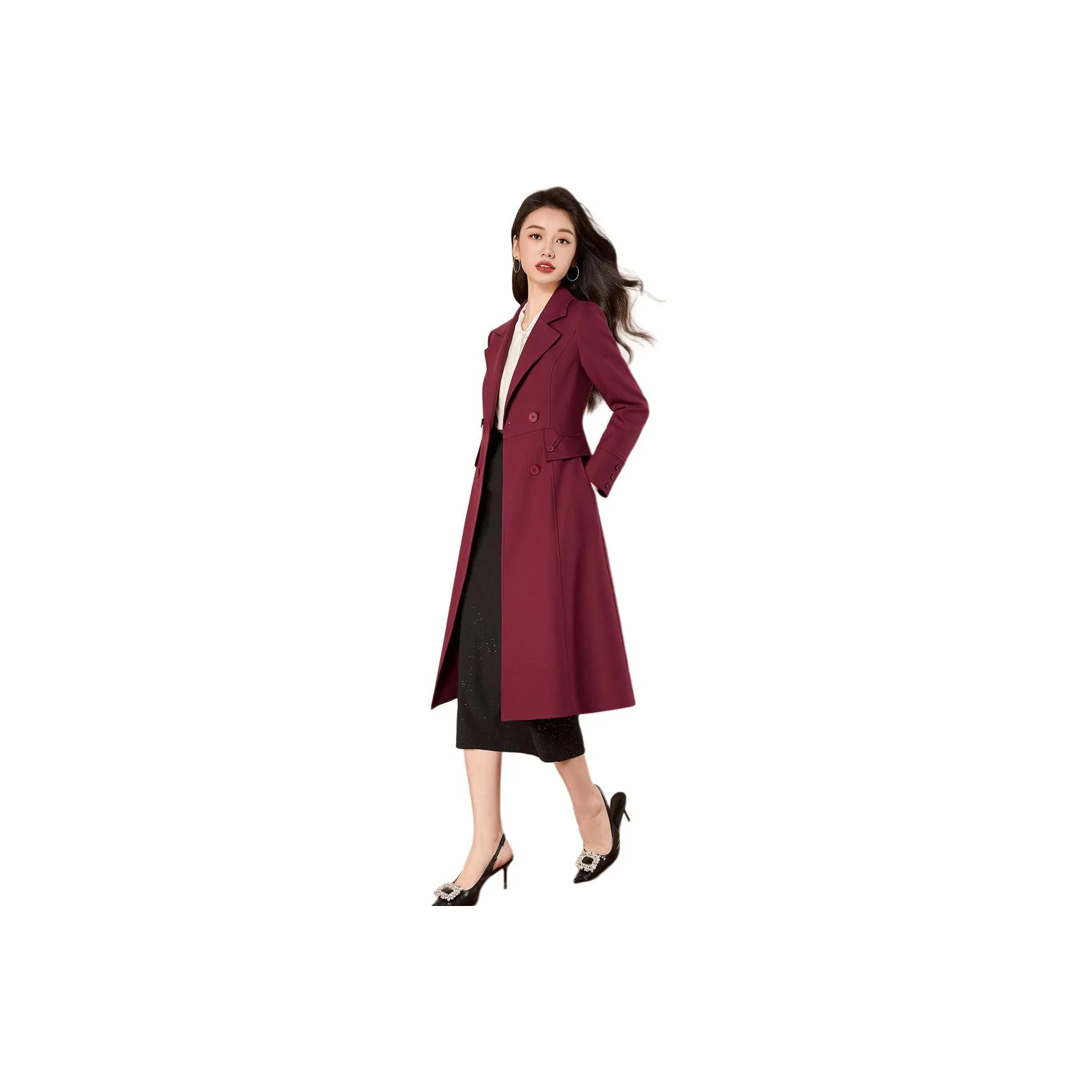 Mylan Spring Autumn Trenchcoat с утяжкой на талии женский фиолетовый