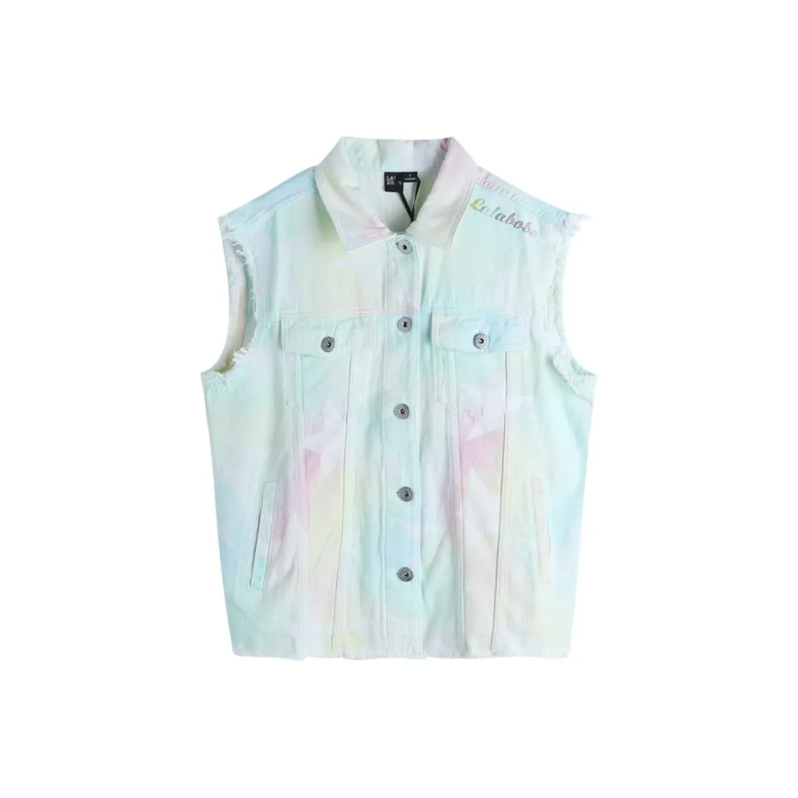 LALABOBO Жилет Женский Светло-Синий Белый