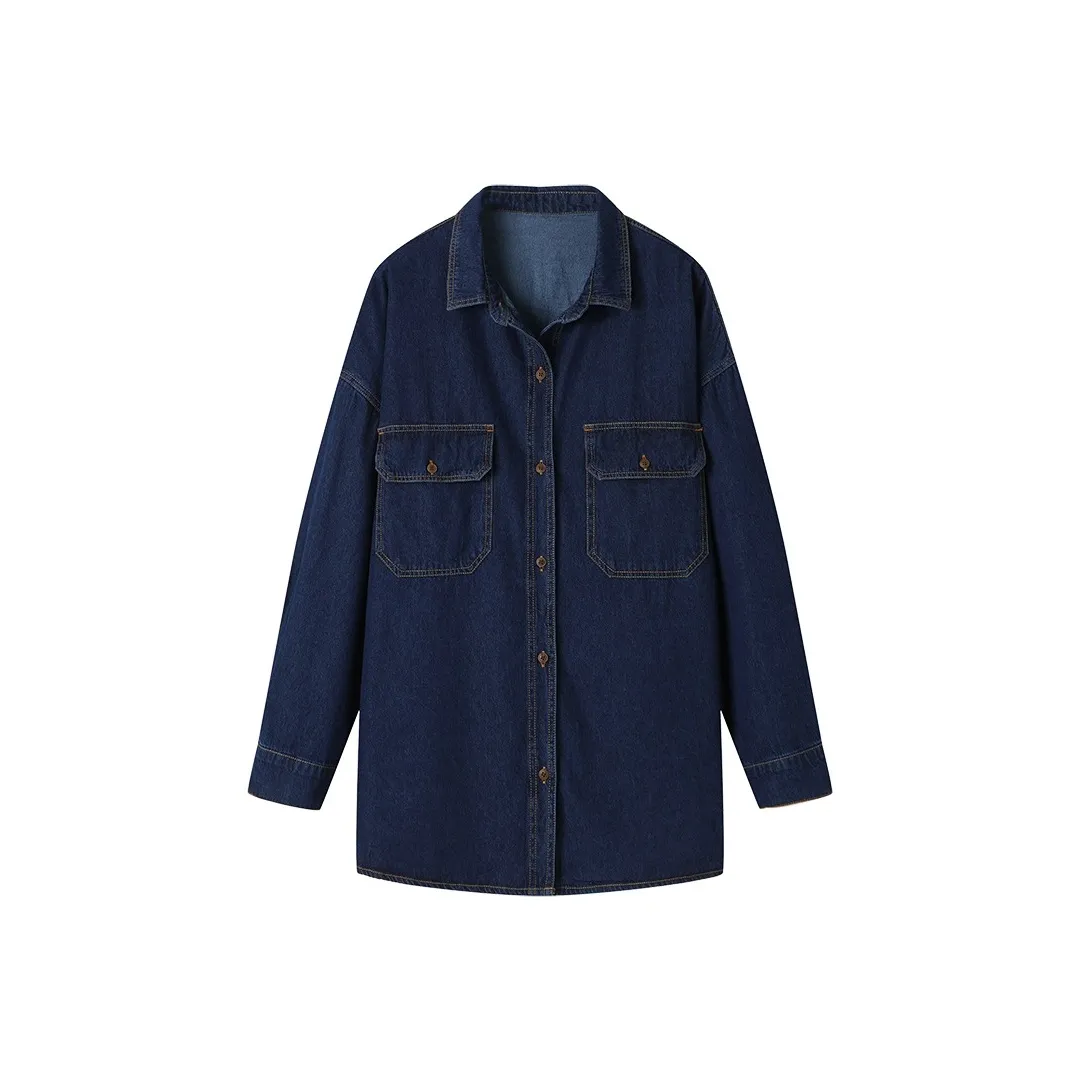 Корейский стиль укороченная куртка женская джинсовый синий