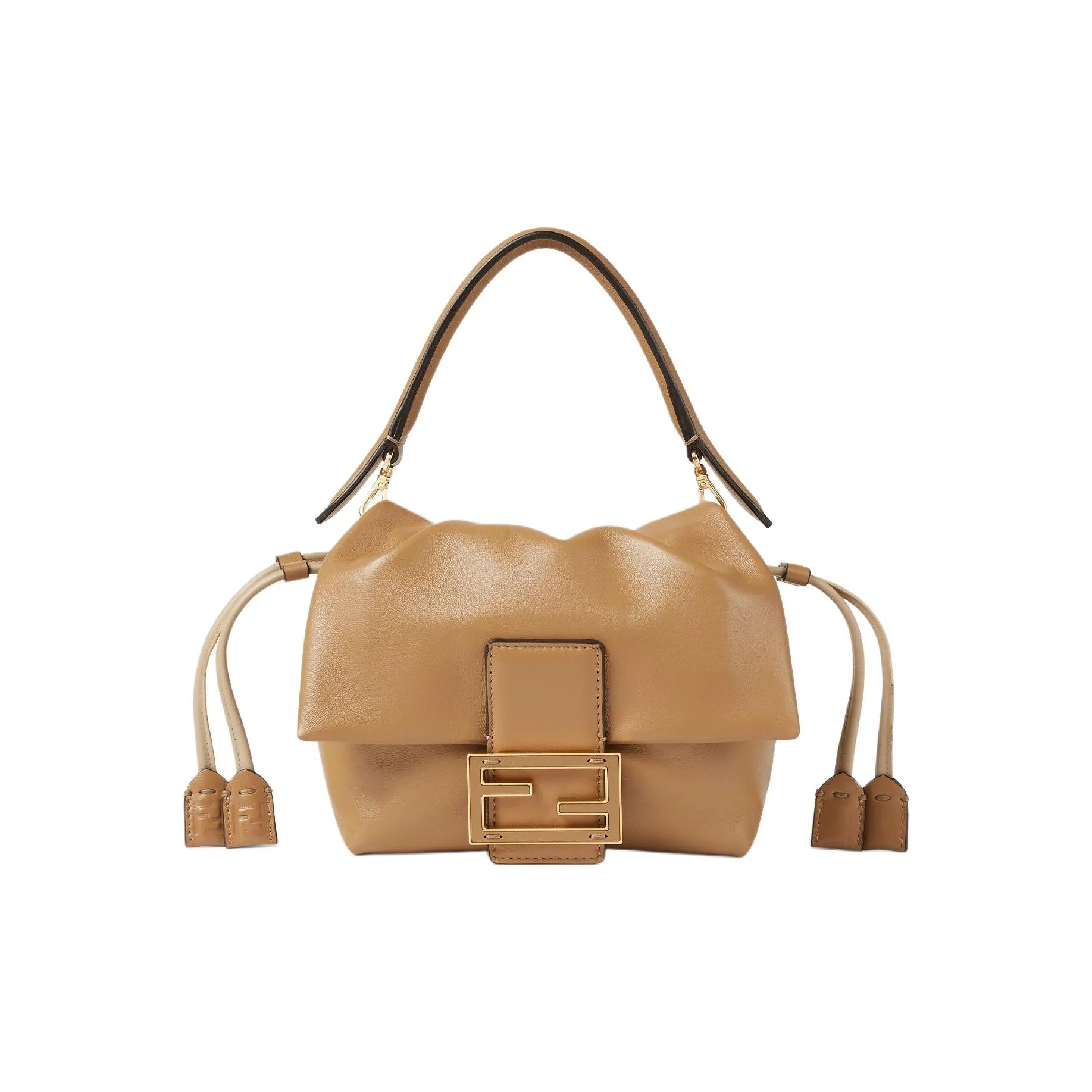 FENDI Baguette Nappa Leather Handbag Small Size Women
s Beige