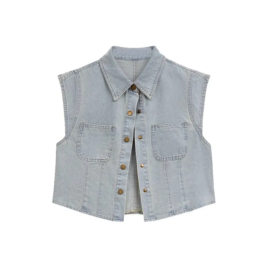 CDAYU Жилет Женские Светло-Синий Деним Жилет 2025 Модный Anti Aging Жилет Многослойность Жилет UNIQUE And Beautiful Жилет Майка