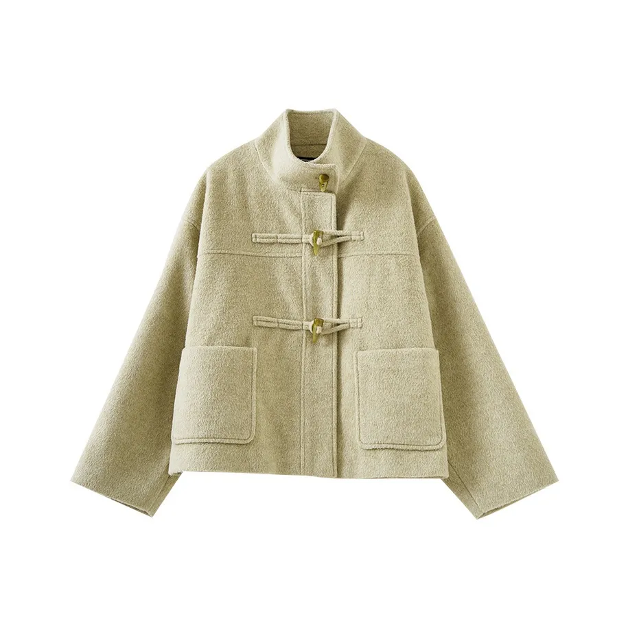 OUNIXUE Бархат Feel Пальто Женские Увядший зеленый