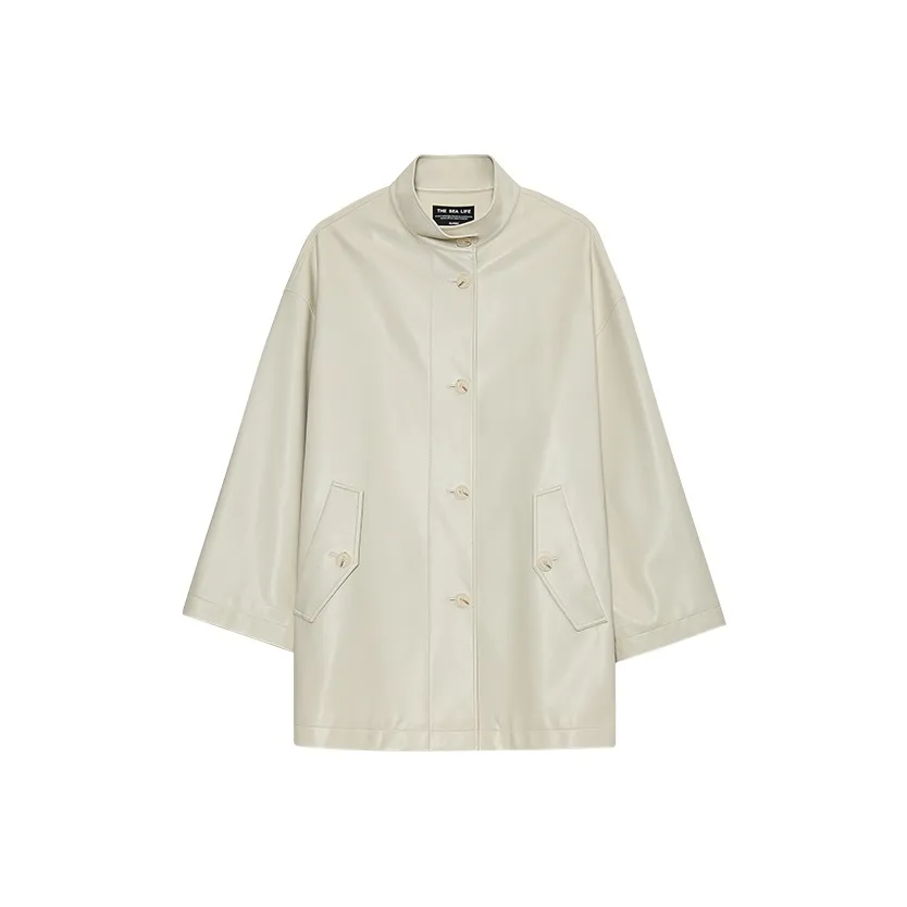 THE SEA LIFE Кожа Куртка Женская Белая Birch