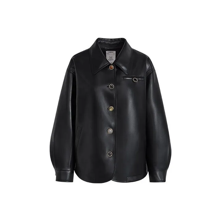 KUOSE Черный Женские Кожаные Куртки