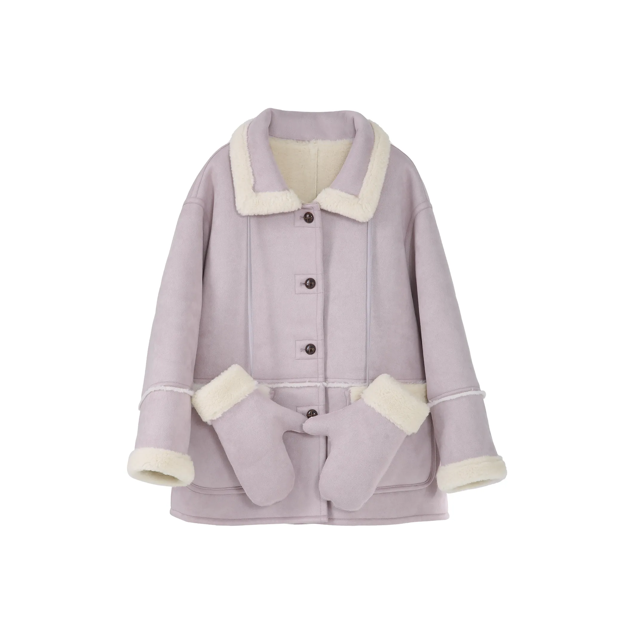 Fstudio Korean-Style Fall And Winter Petite Mid-Length Coat Women's Purple
