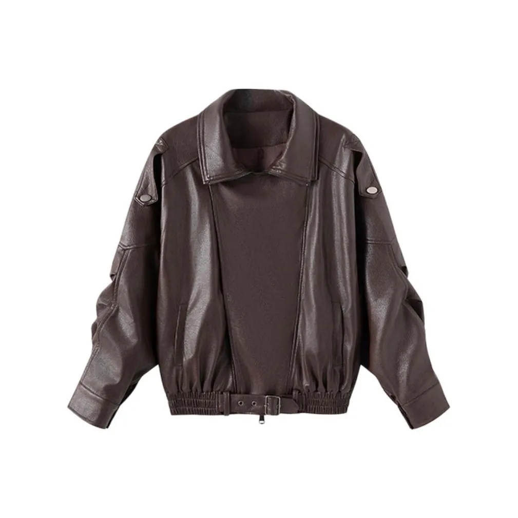 Juden Choi кожаная куртка женский кофе