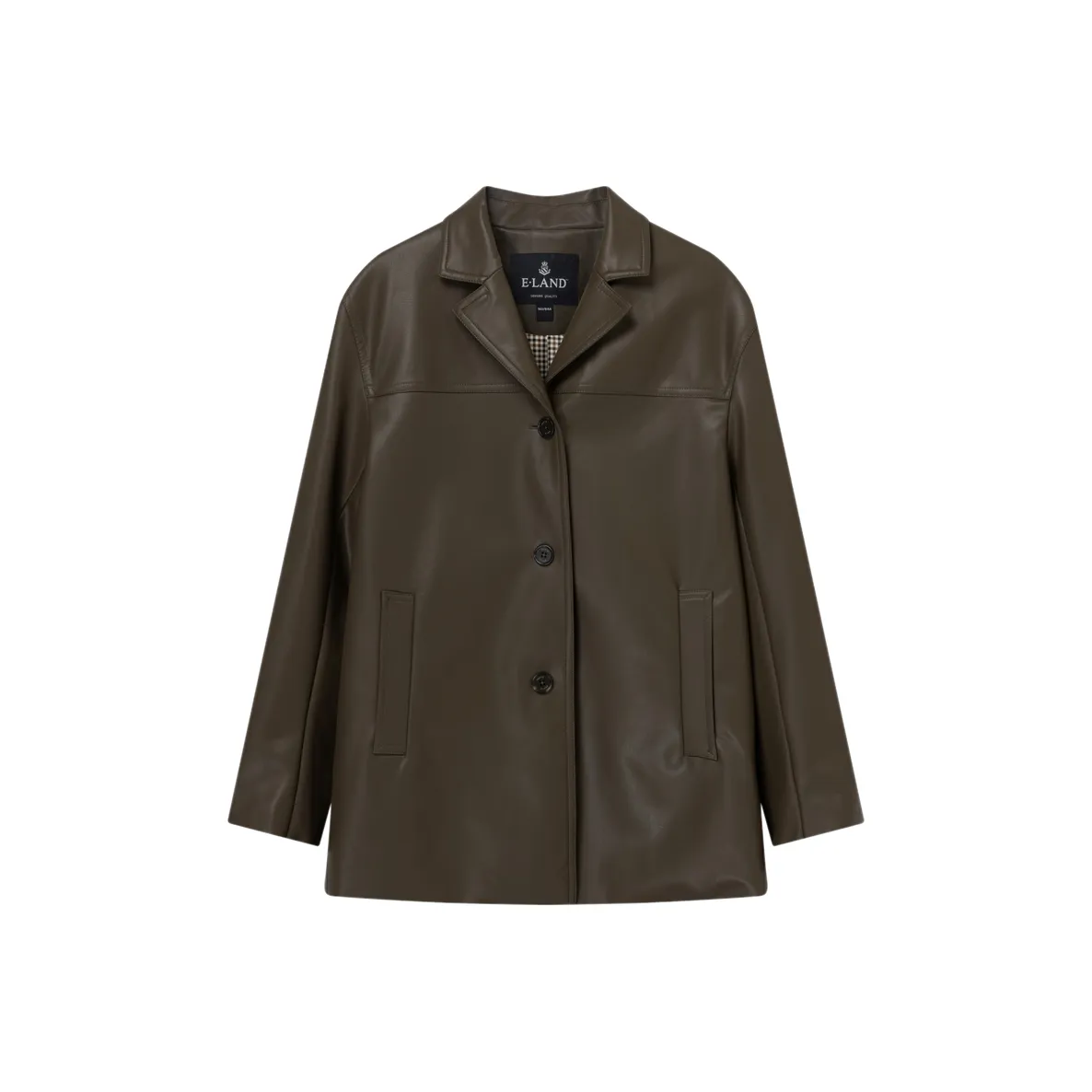 E.land Leather Jacket Women's Army Green