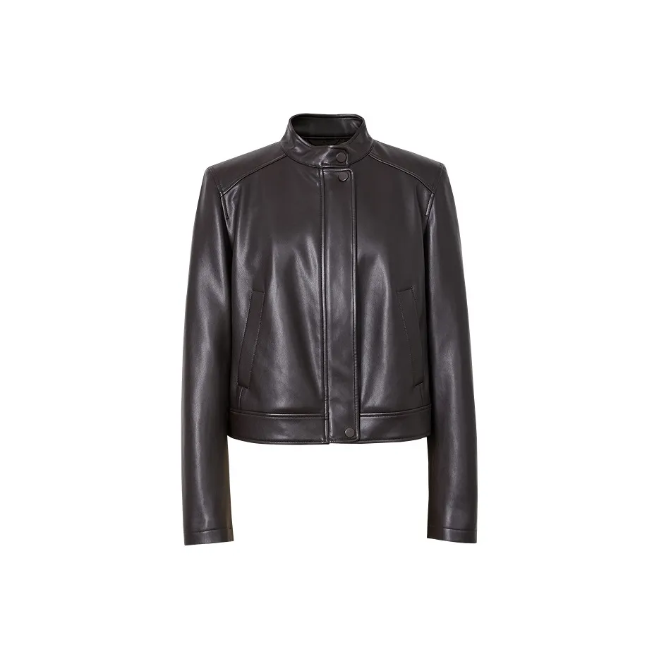 Hopeshow кожаная куртка женский кофе