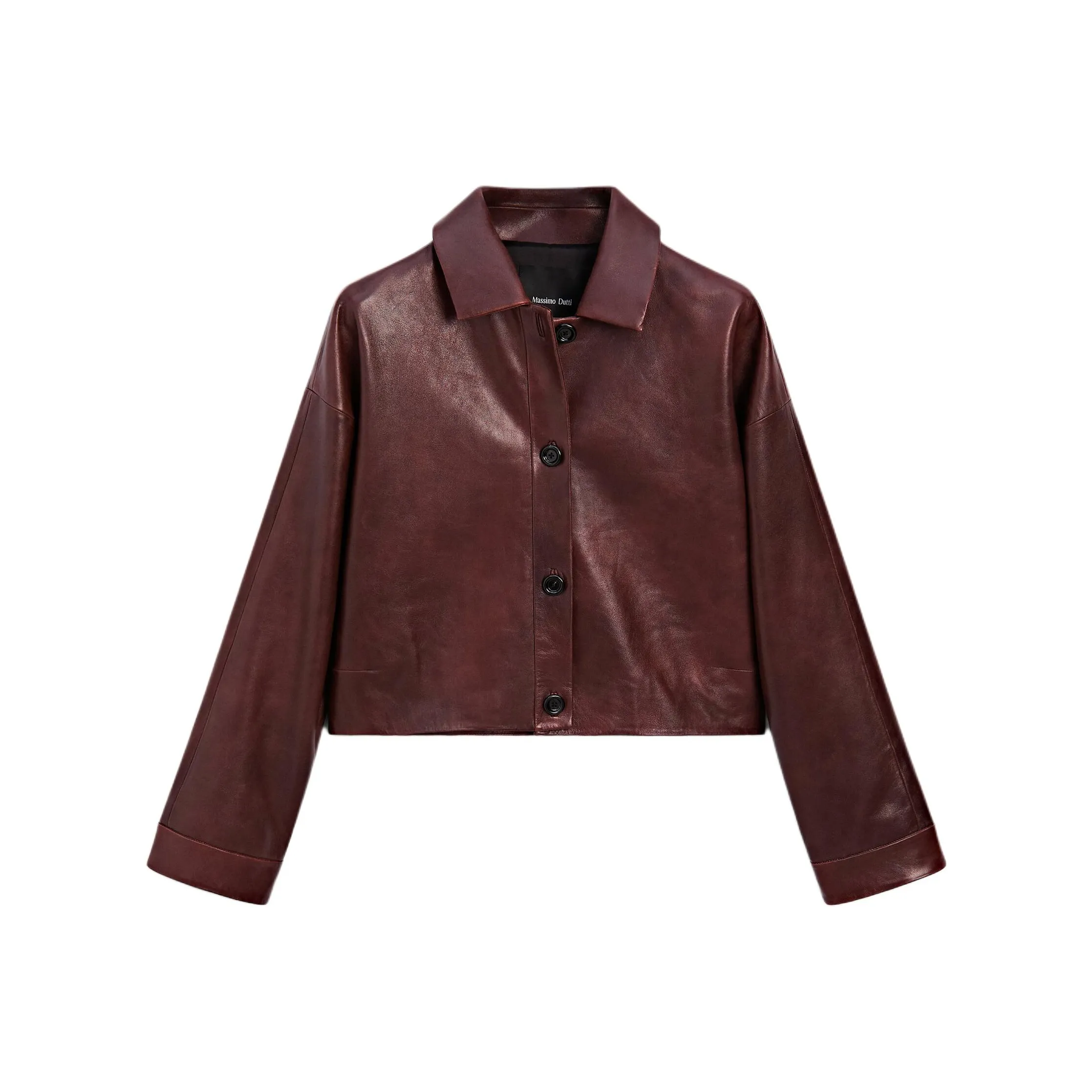 Massimo Dutti Leather Jacket Women's Red