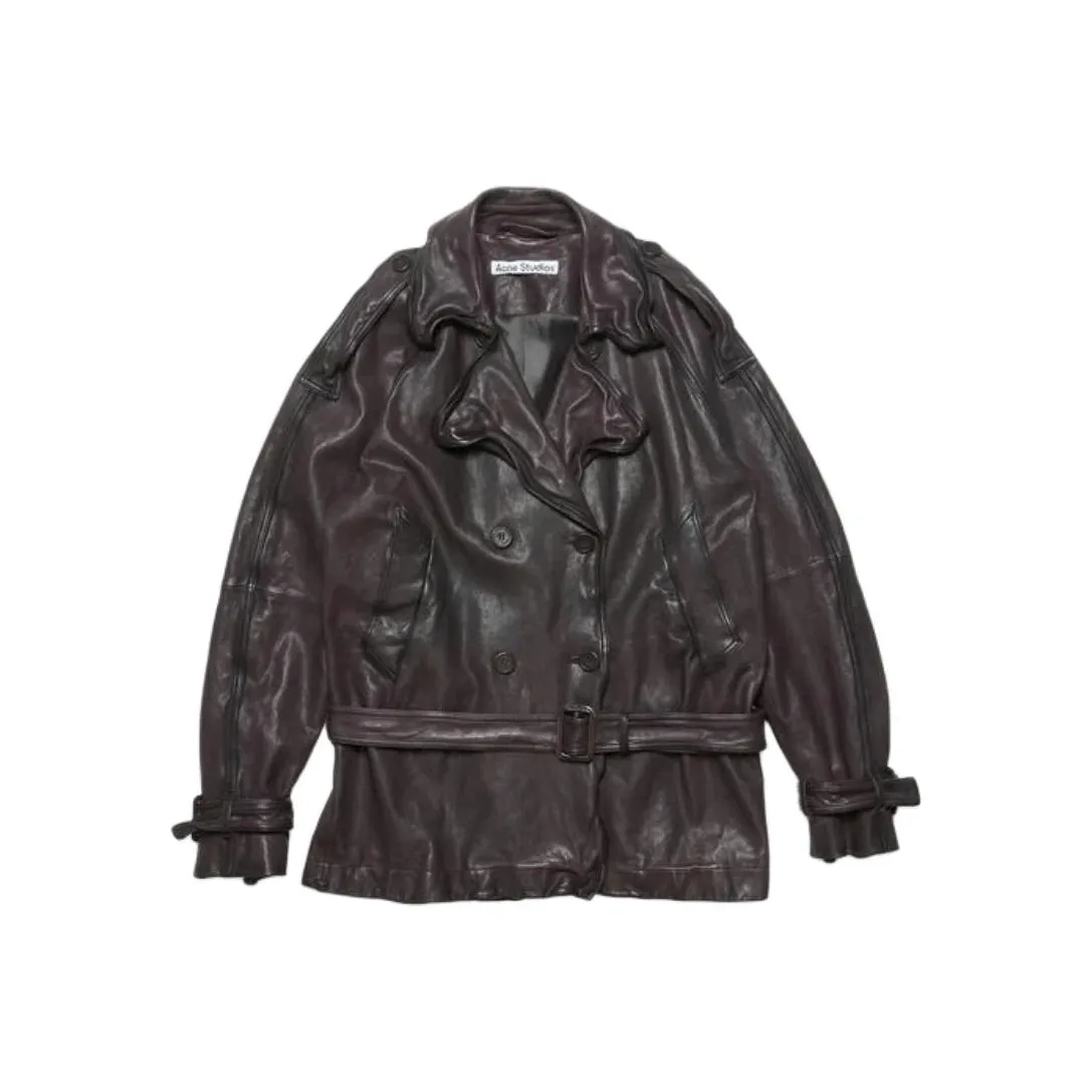 Acne Studios Leather Jacket Women's Red Brown