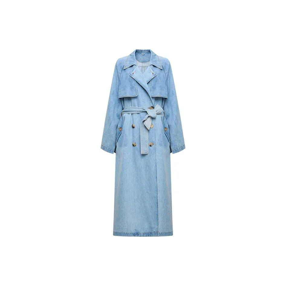 Lost In Echo Trench Coat Women's Washable Light Blue
