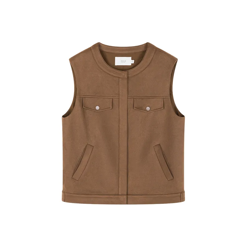 Mo Han Yi Mei Жилет Женский Темно-Кофейный