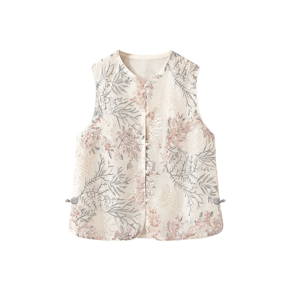 Cypress House Vest Women's Beige Pink Floral