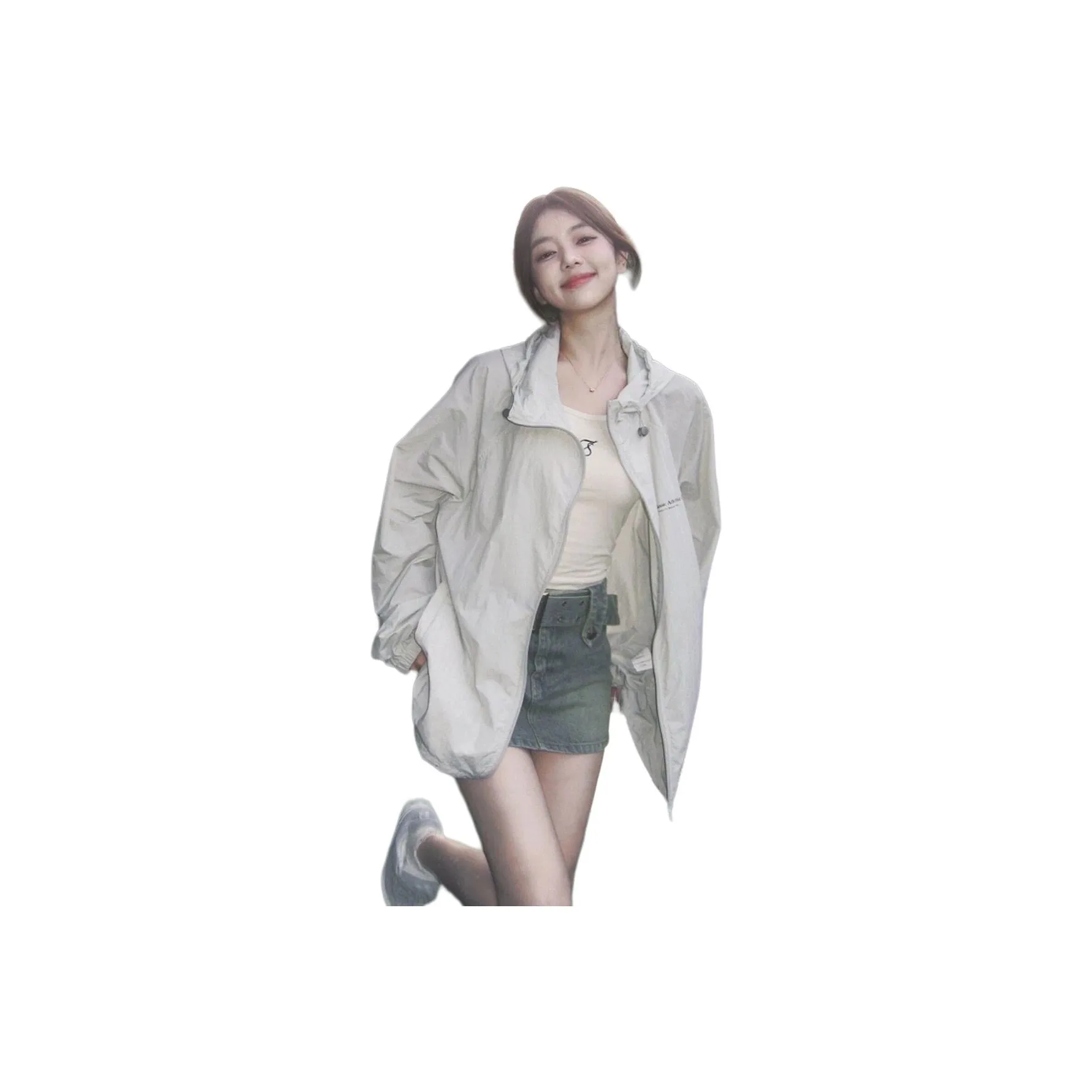 Mu Xiao Xin Cropped Coat Women's Light Gray Mu Xiao Xin Укороченное пальто женское светло-серое