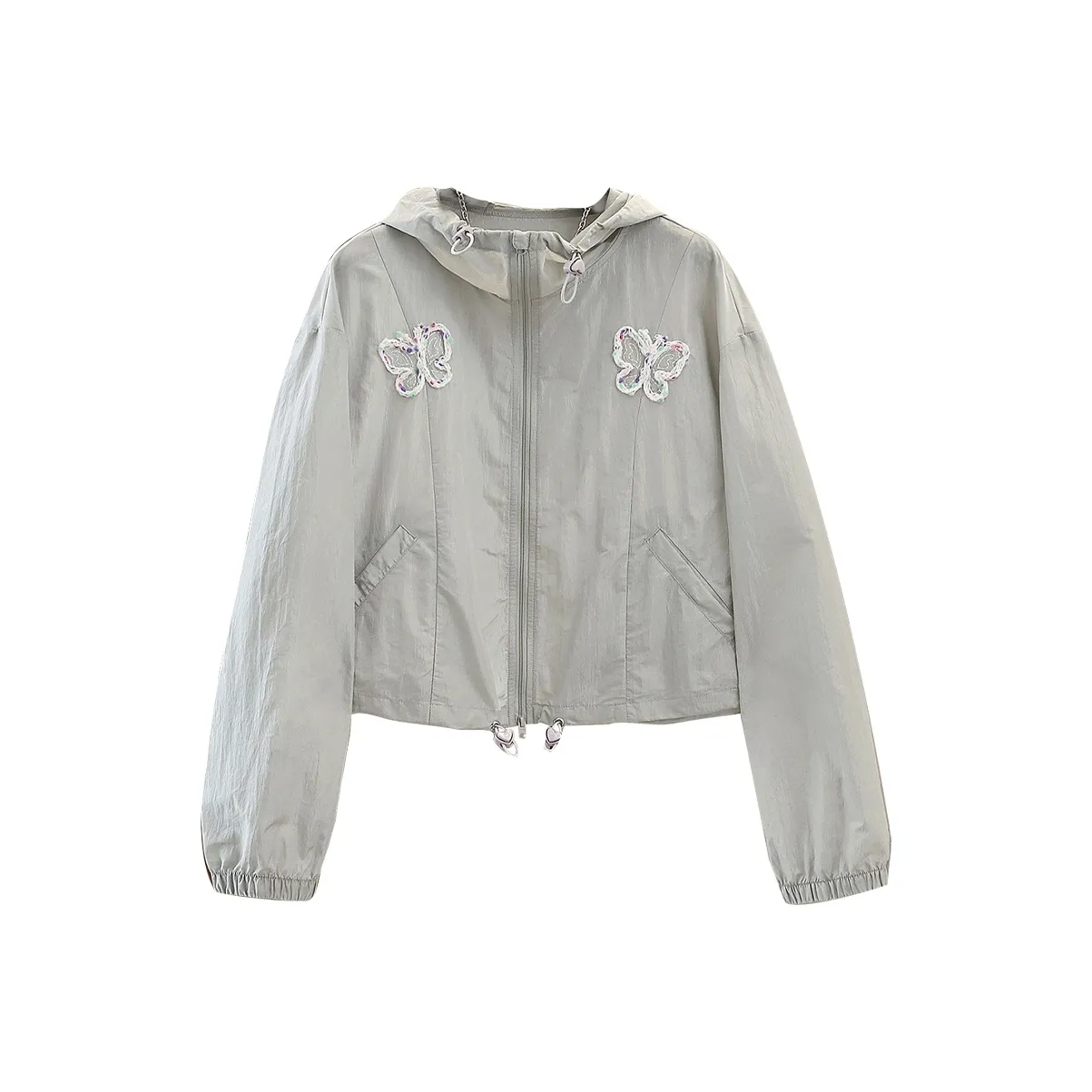TOUCH Cropped Jacket Women's Light Gray TOUCH Укороченная Куртка Женская Светло-Серый