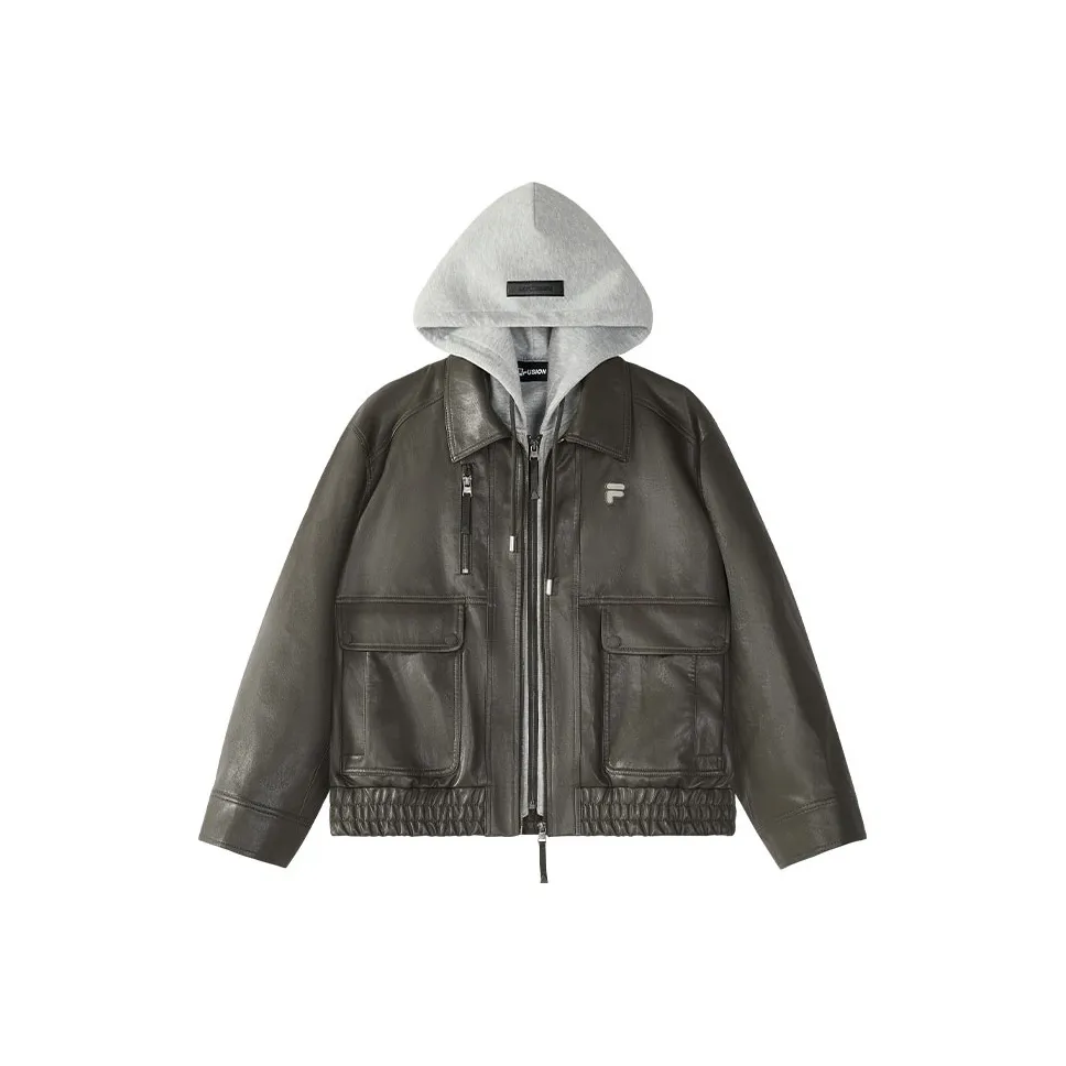FILA FUSION FUSIONEER Leather Jacket Women's Dome Gray