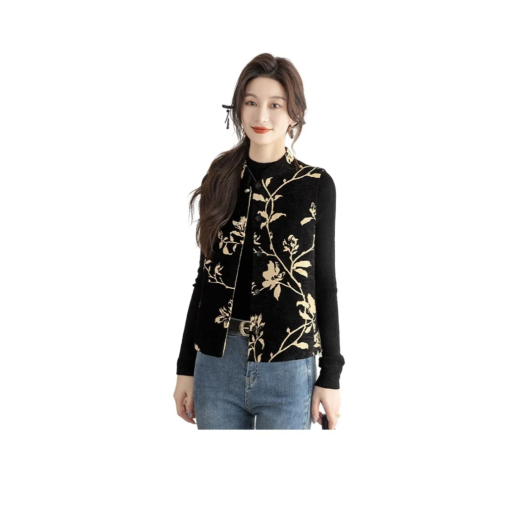 Cypress House Жилет Женские Черный Золото