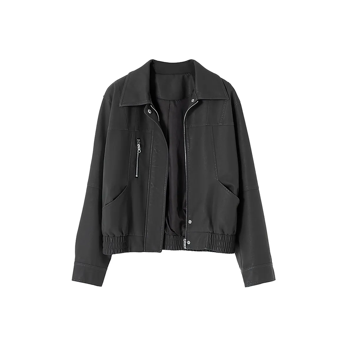 SOON FLOWER Кожа Куртка Женская Темно-Серый