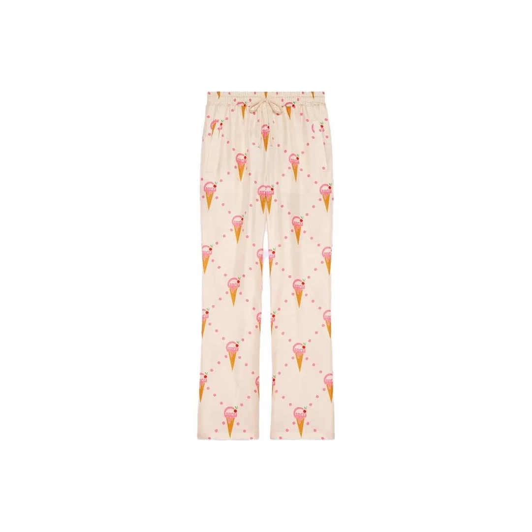 GUCCI Ice cream Print Satin Trousers