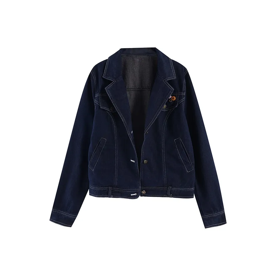 ZVJH Denim Jacket Women's Dark Blue
