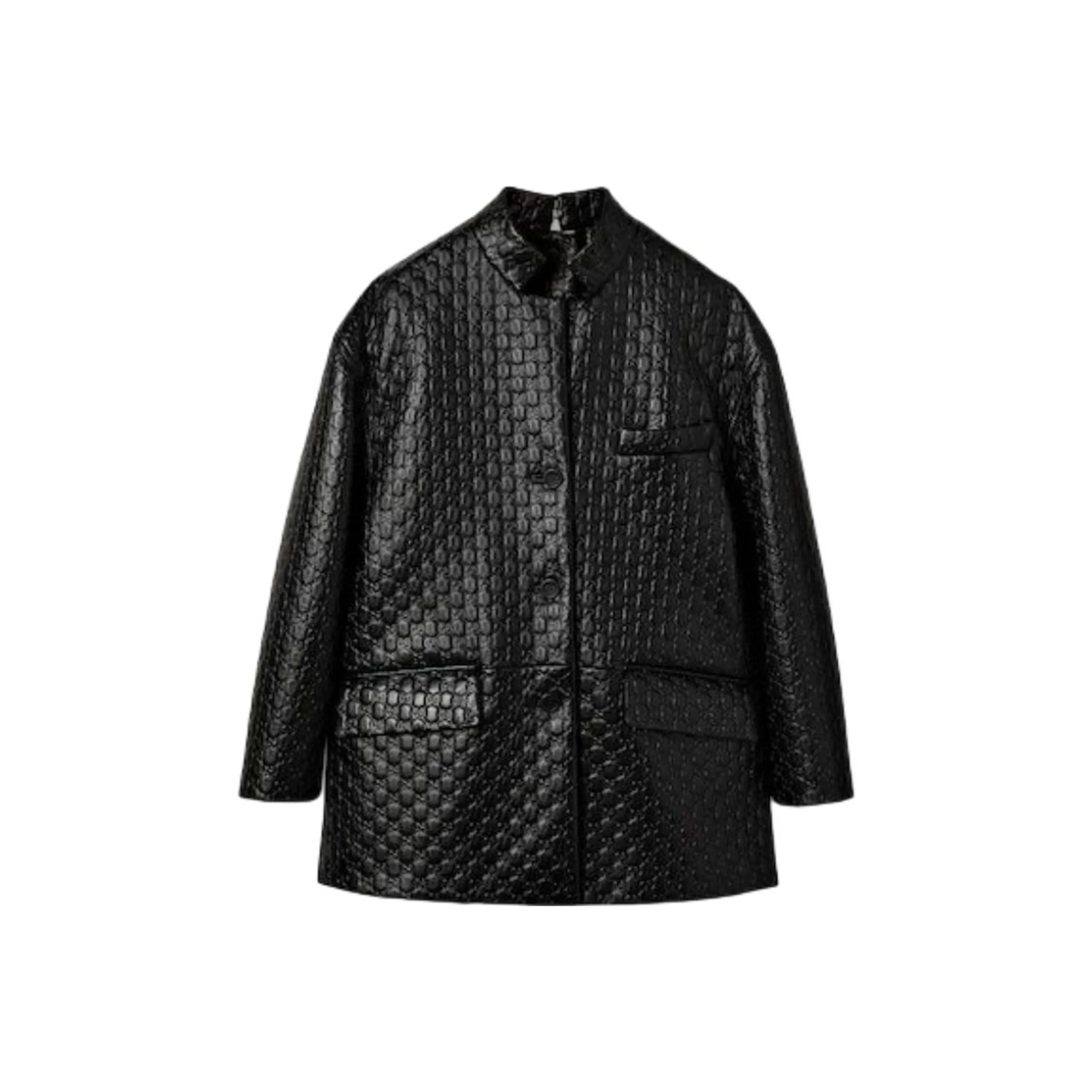 GUCCI Gg Embossed Leather Jacket