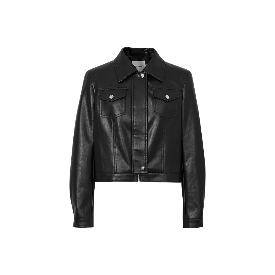 Hopeshow кожаная куртка женская черного цвета