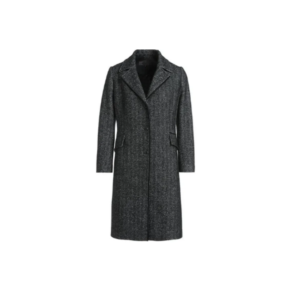 QIAOWANNI Coat Women's Black Gray Human Stripes