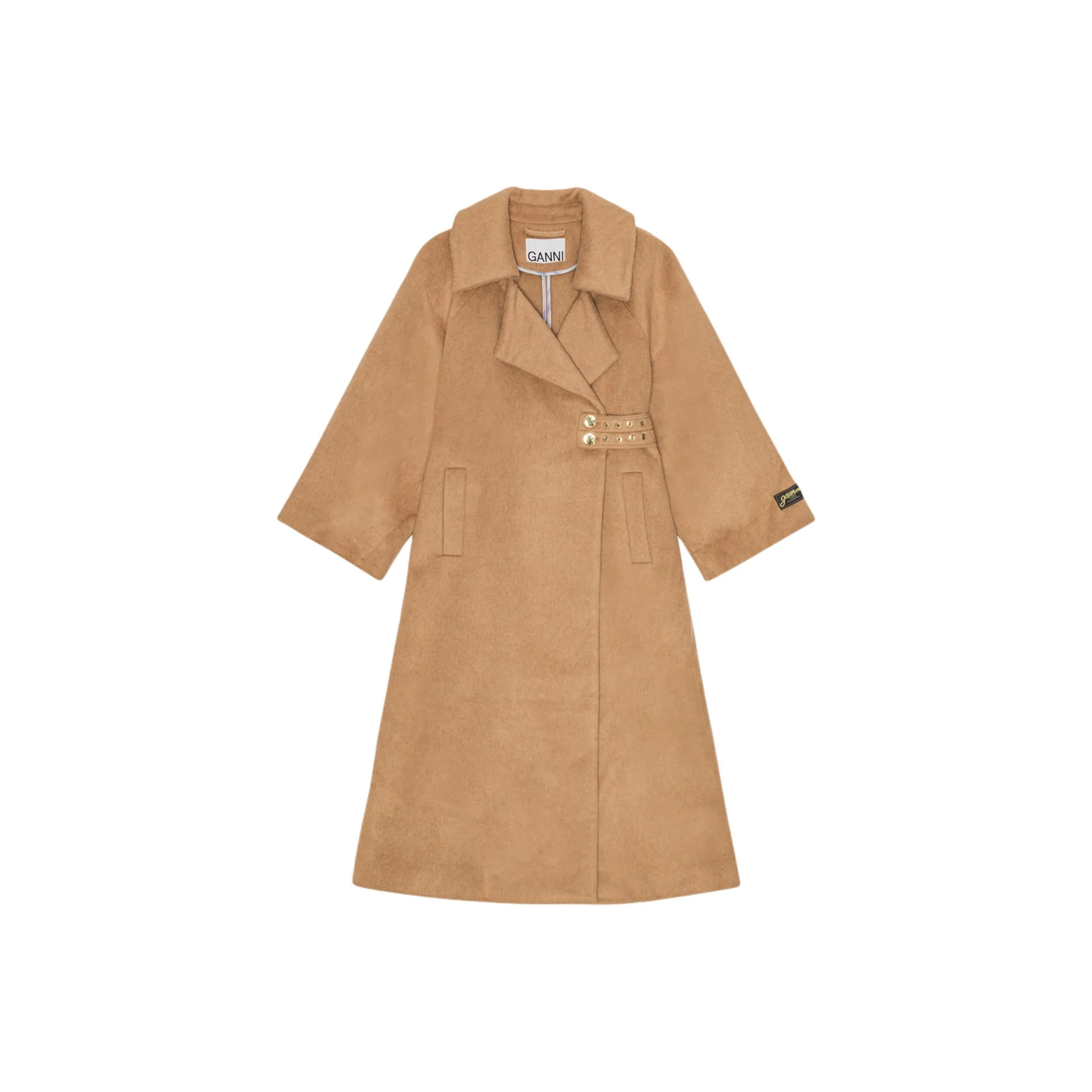 GANNI Belted Waist Long Coat