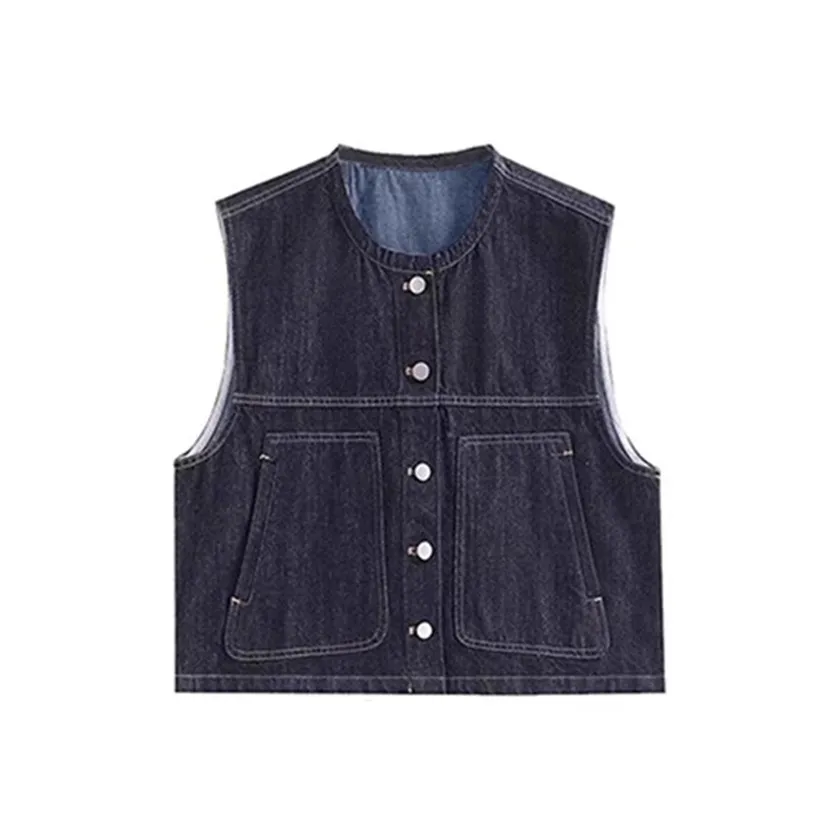 CDAYU Жилет Женские Темный цвет Деним