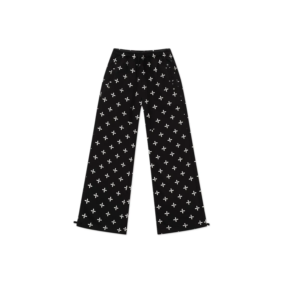SMFK Casual Pants Unisex Black Floral Garden
