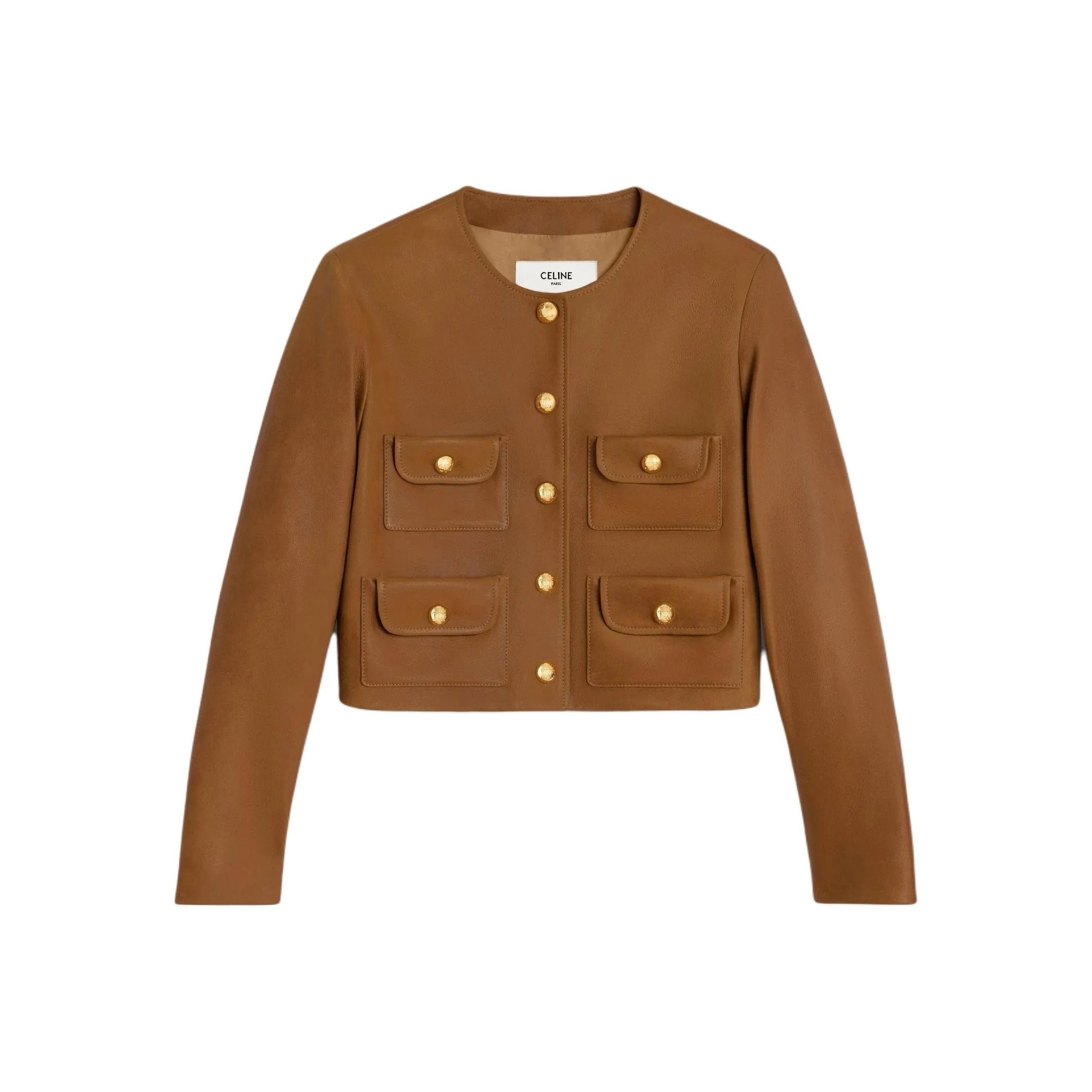 CELINE SS24 Leather Jacket Women's Light Earth Yellow