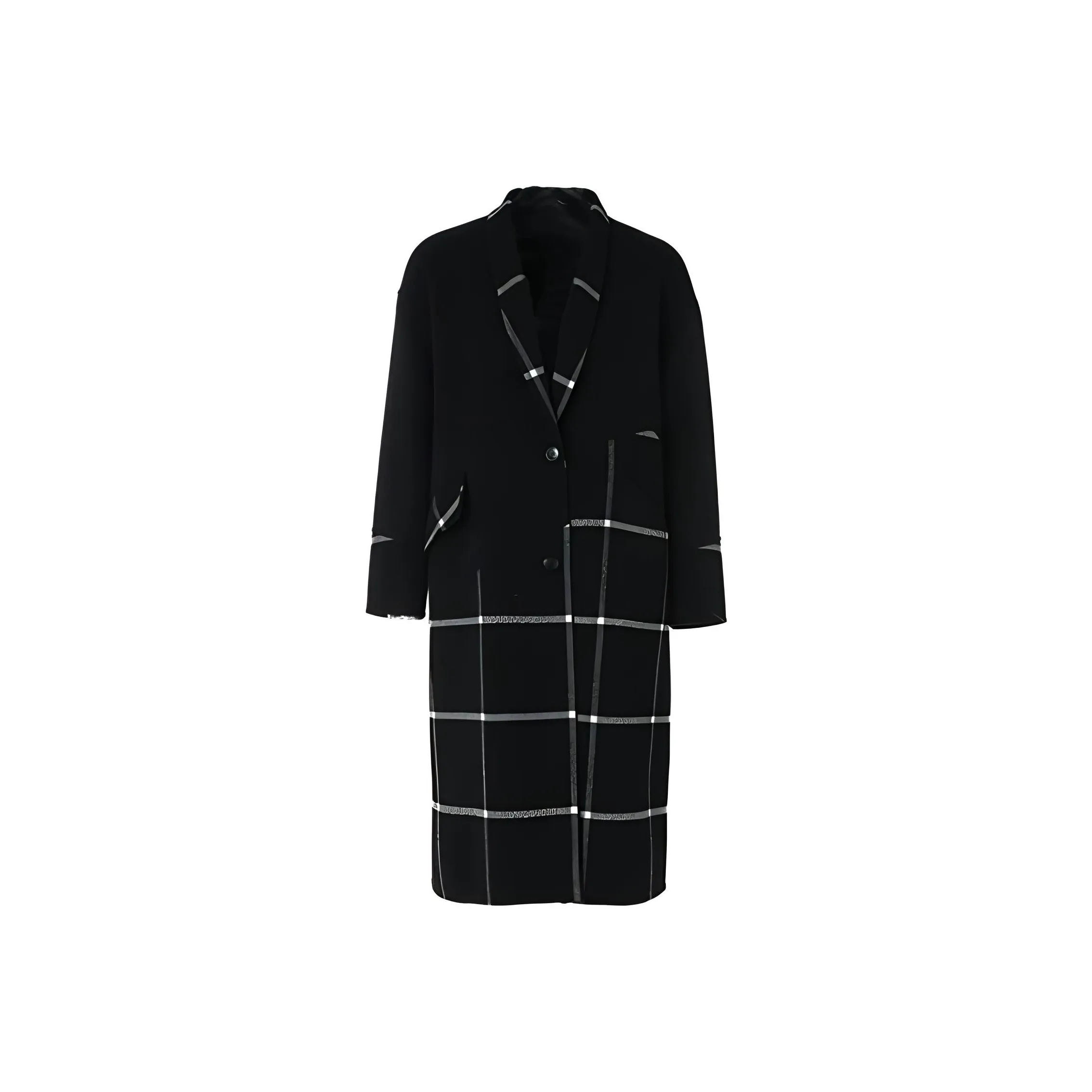 QIAOWANNI Coat Women's Checkerboard Phantom Black