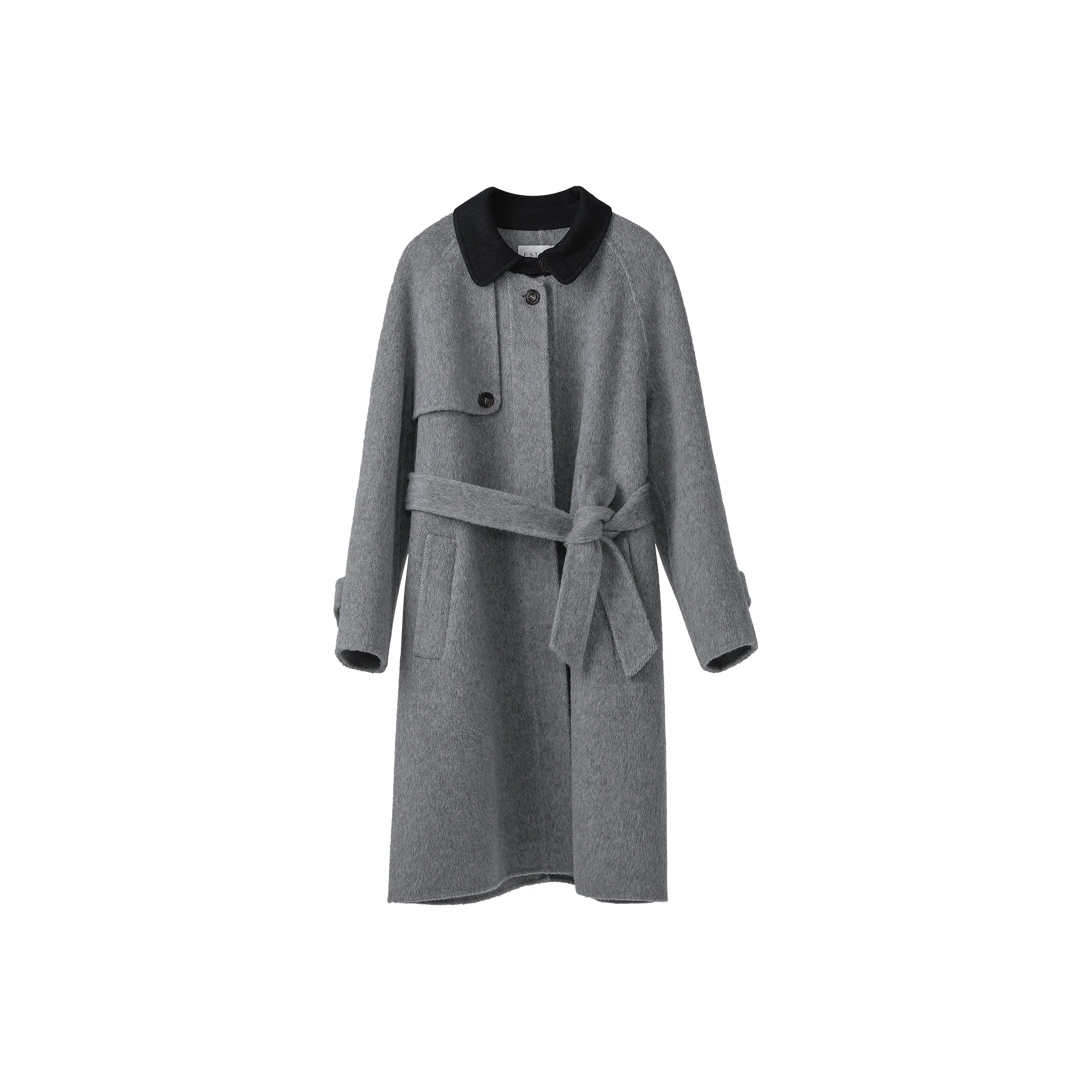 Fstudio Korean Advanced Pure Wool Long Coat Women's Gray