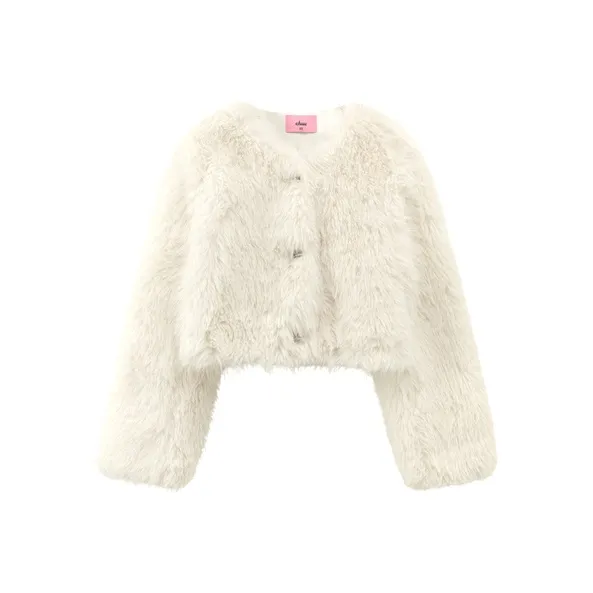 CHUU Бархат Feel Пальто Женское Белое Абрикос