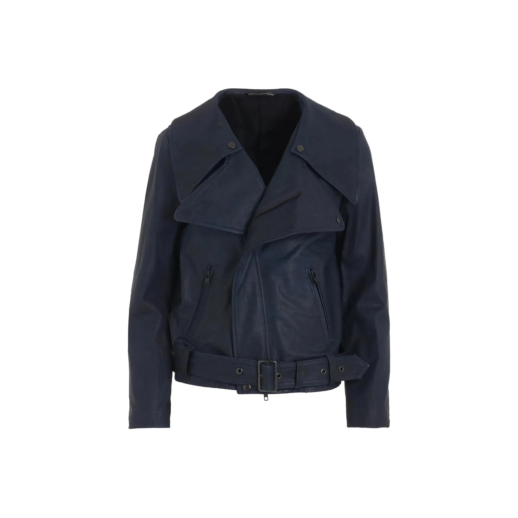 Yohji Yamamoto Y's FW24 Leather Jacket Women's Marine Blue