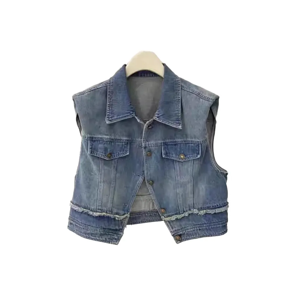 CDAYU Жилет Женские Винтажный Синий