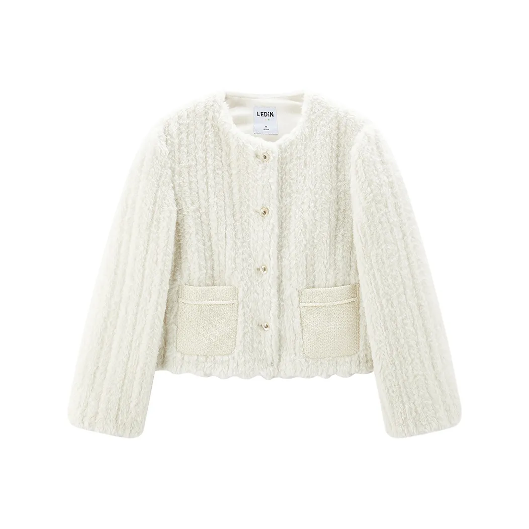 LEDIN Velvet feel Coat Women's Mist White